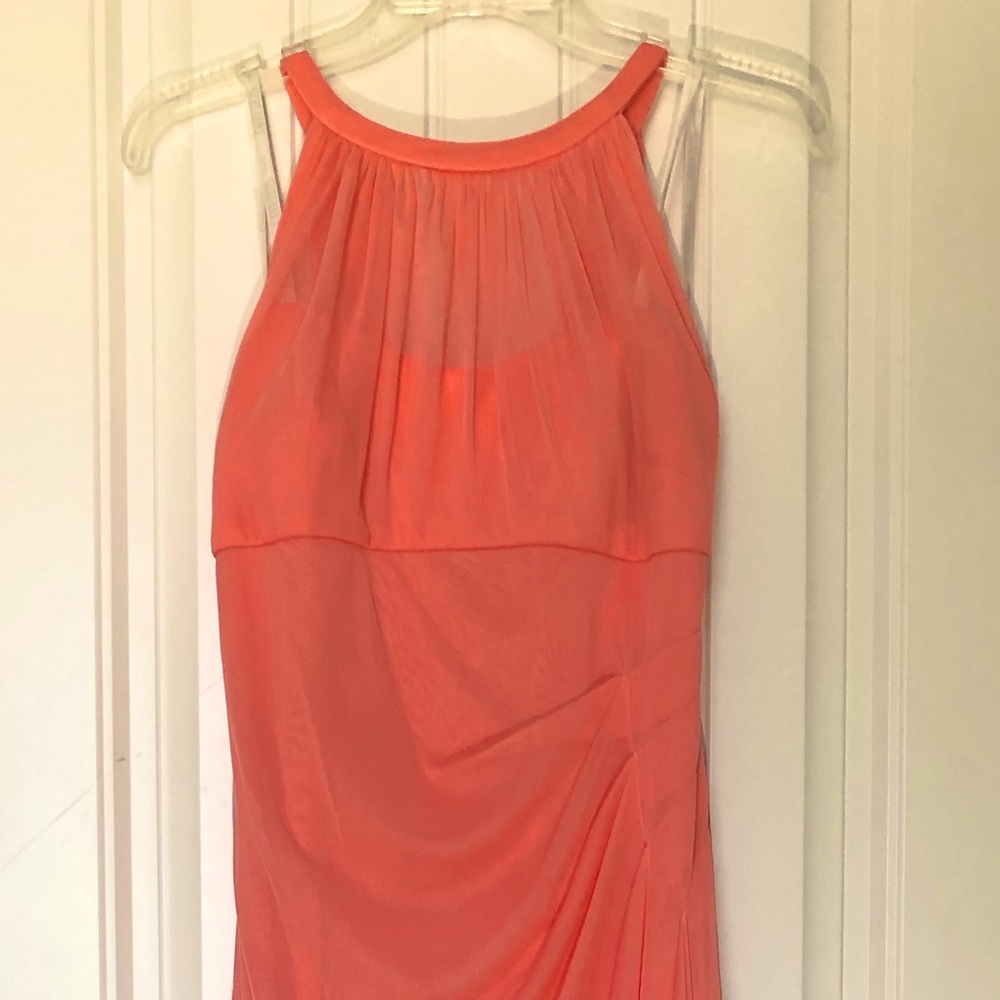 David’s Bridal Coral Halter Formal Gown